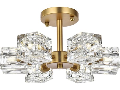 Elegant Lighting Lyra 6-Light Satin Gold Semi Flush Mount
