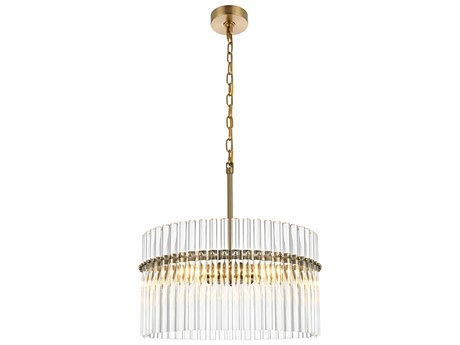 Elegant Lighting Paulina 4-Light Satin Gold Drum Chandelier
