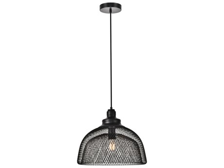 Elegant Lighting Warren 1-Light Black Dome Pendant