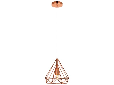 Elegant Lighting Jago 1-Light Copper Geometric Mini Pendant