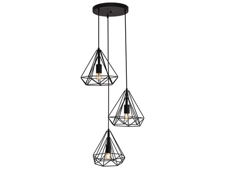 Elegant Lighting Jago 3-Light Black Geometric Pendant