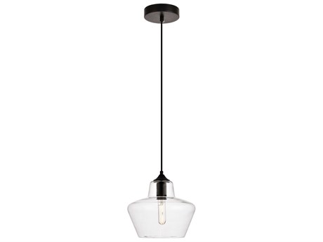 Elegant Lighting Placido 1-Light Black Glass Mini Pendant