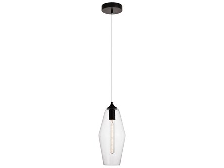 Elegant Lighting Placido 1-Light Black Glass Mini Pendant