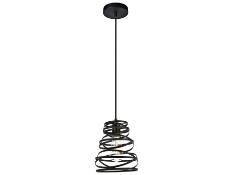 Elegant Lighting Sybil 1-Light Matte Black Geometric Mini Pendant
