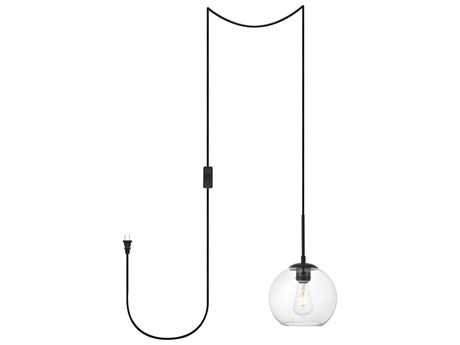 Elegant Lighting Baxter 1-Light Black Glass Globe Pendant