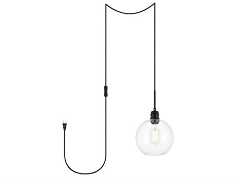 Elegant Lighting Emett 1-Light Black Glass Globe Mini Pendant
