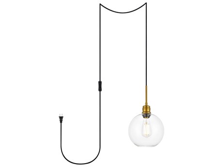 Elegant Lighting Emett 1-Light Brass Glass Globe Mini Pendant