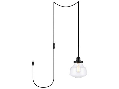 Elegant Lighting Lyle 1-Light Black Glass LED Mini Pendant