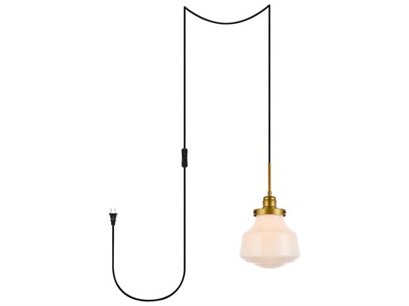 Elegant Lighting Lyle 1-Light Brass And Frosted White Glass LED Mini Pendant
