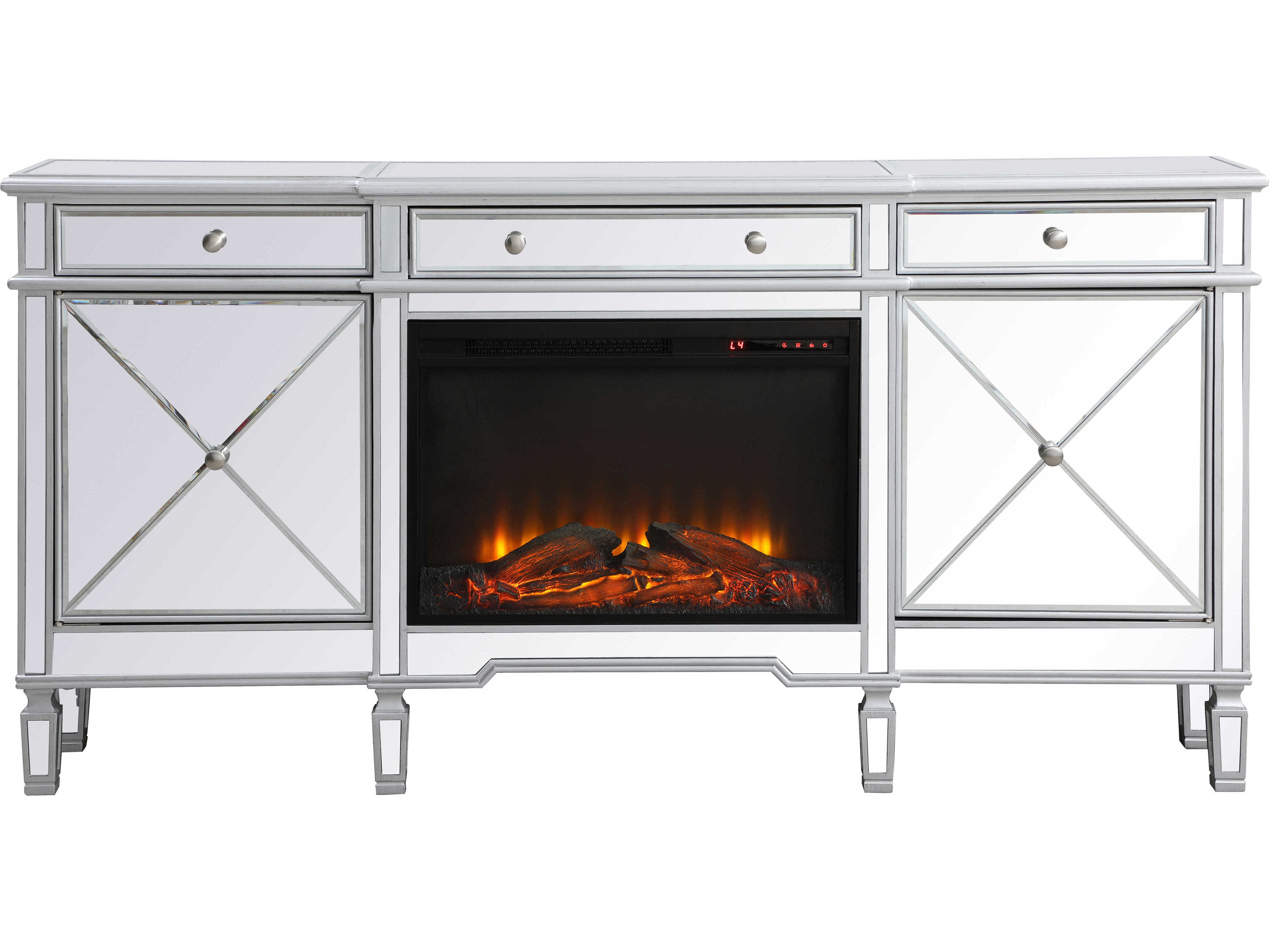 Elegant Lighting Contempo Antique Silver Electric Fireplace EGMF61072SCF1