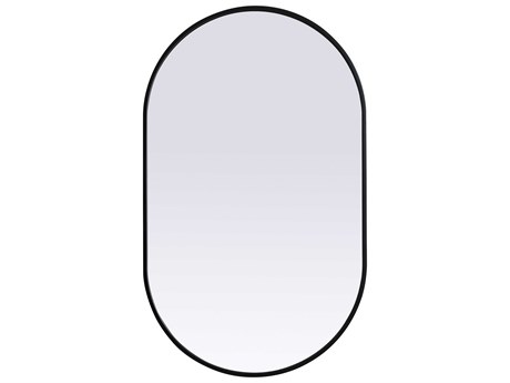 Elegant Lighting Asha Black Oval Wall Mirror