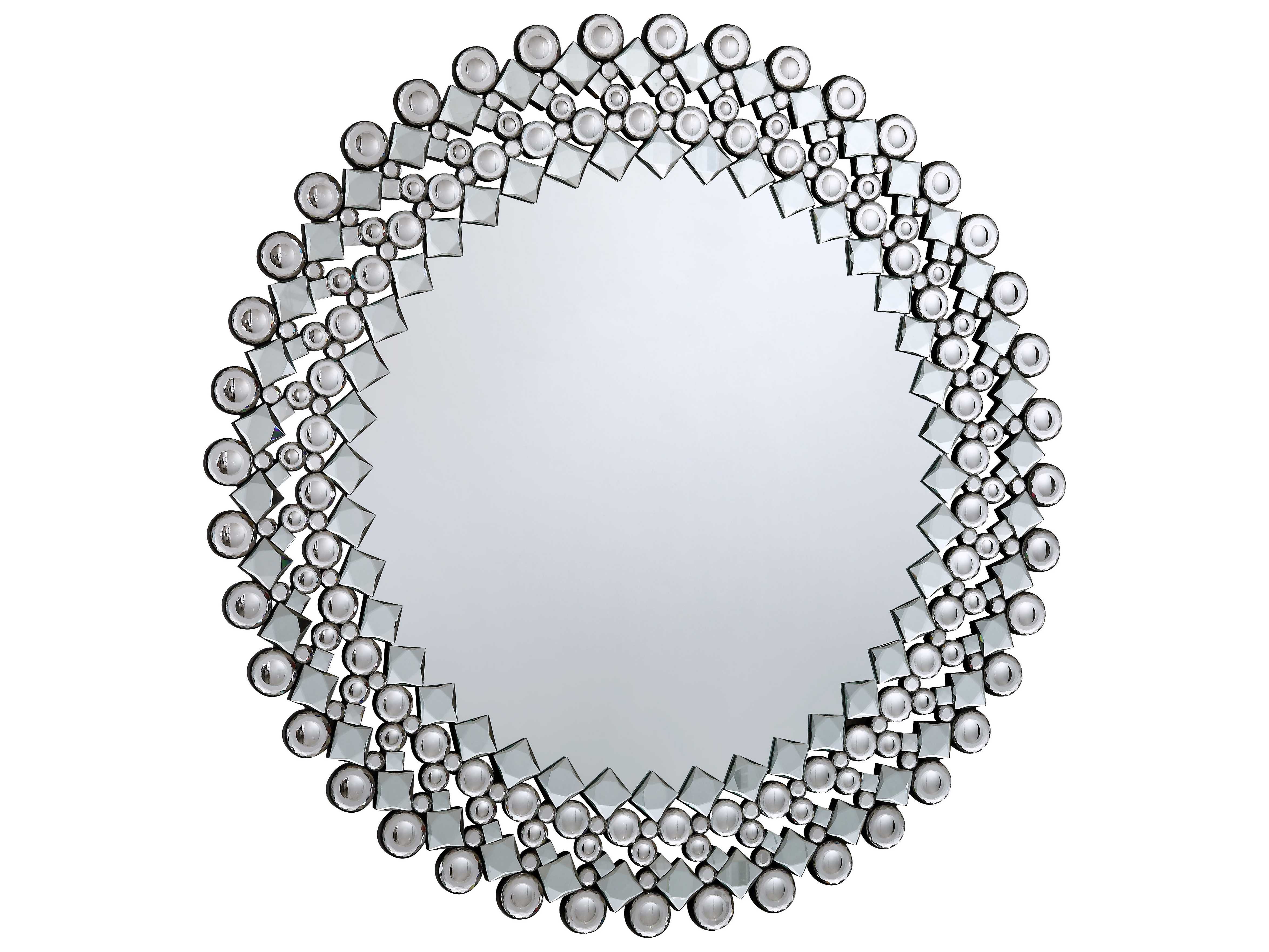 Elegant Lighting Modern 39.5'' Round Clear Crystal Wall Mirror EGMR3060