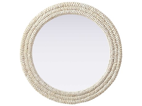 Elegant Lighting Marlowe Linen White Round Wall Mirror