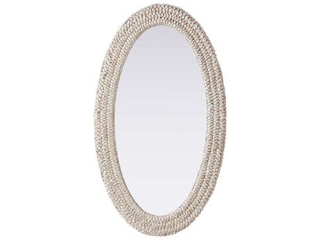Elegant Lighting Marlowe Linen White Oval Wall Mirror