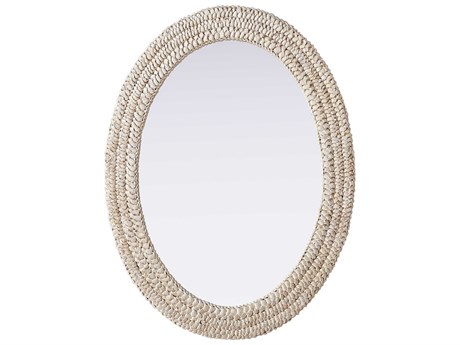 Elegant Lighting Marlowe Linen White Oval Wall Mirror