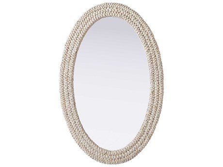 Elegant Lighting Marlowe Linen White Oval Wall Mirror