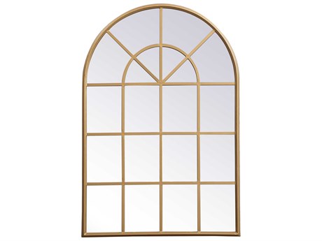 Elegant Lighting Motif Brass Wall Mirror