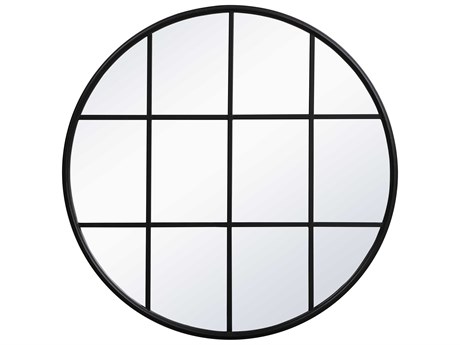 Elegant Lighting Motif Black Round Wall Mirror