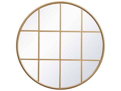 Elegant Lighting Motif Brass Round Wall Mirror