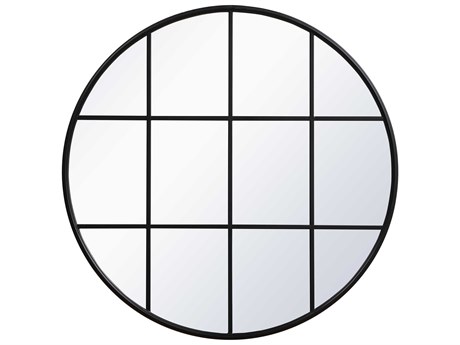 Elegant Lighting Motif Black Round Wall Mirror