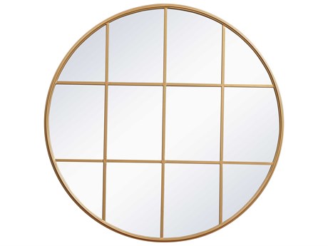 Elegant Lighting Motif Brass Round Wall Mirror