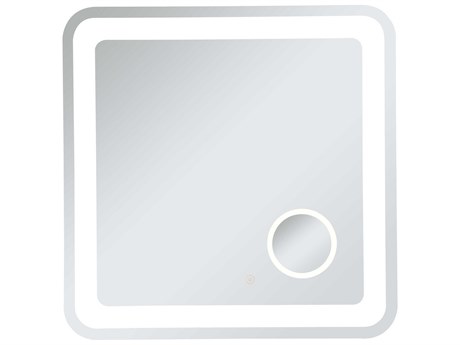Elegant Lighting Lux Glossy White Square LED Wall Mirror