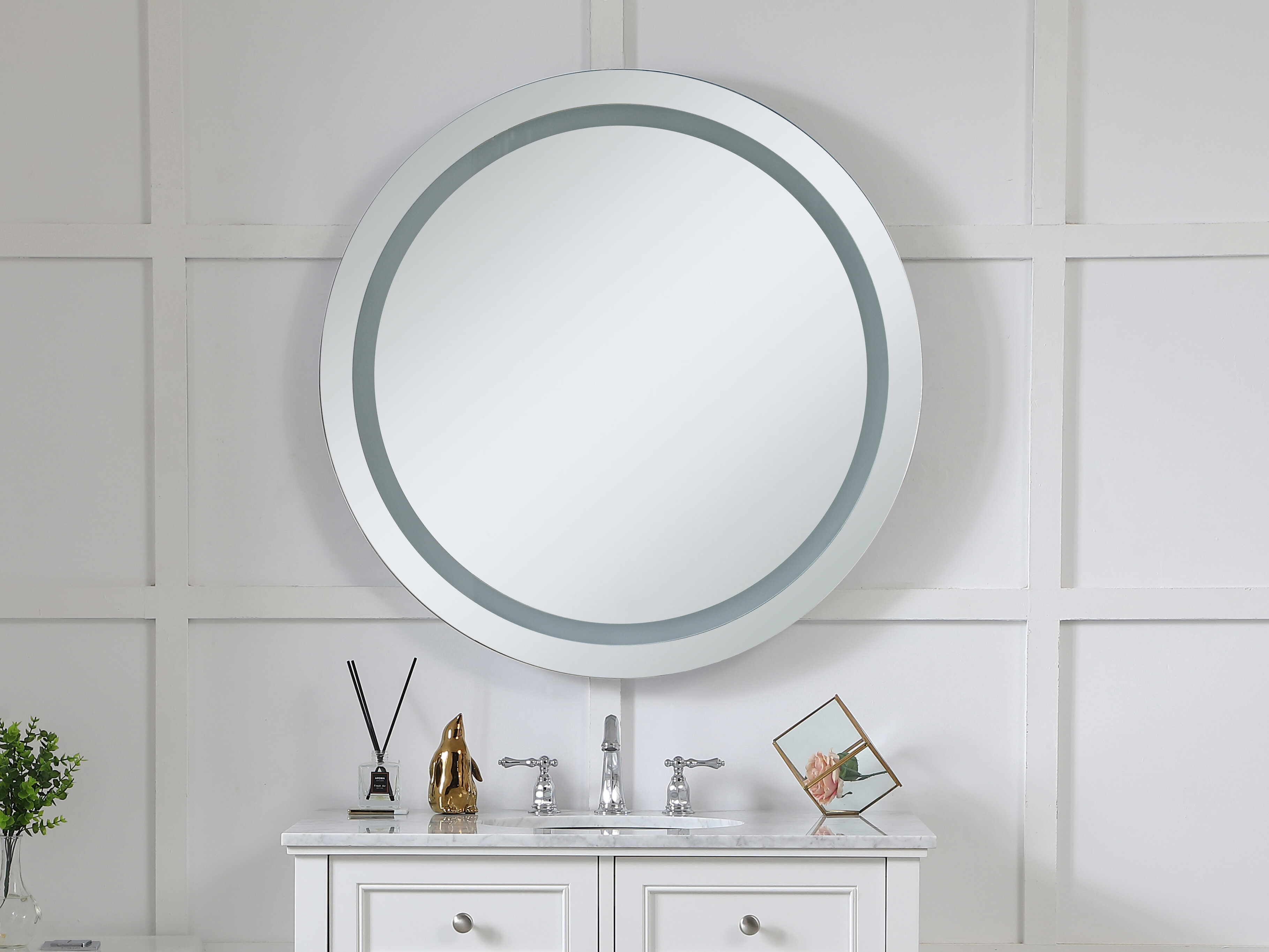 Elegant Lighting Nova Glossy White 36'' Wide 5000K LED Round Wall