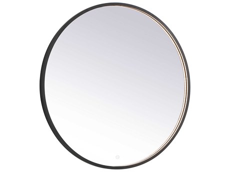 Elegant Lighting Pier Black Round LED Wall Mirror