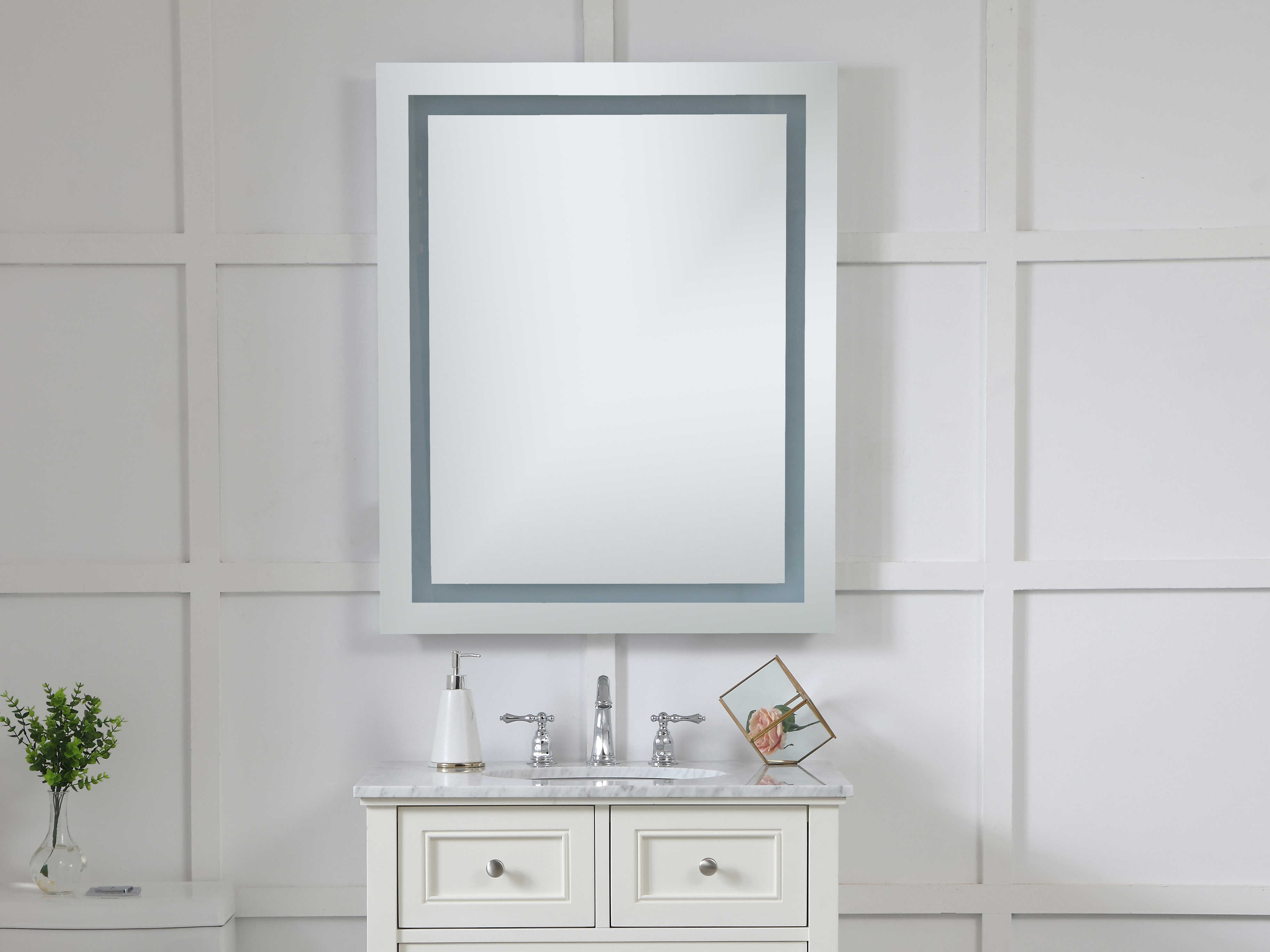 Elegant Lighting Nova Glossy White 32''W x 40''H Rectangular 3000K LED