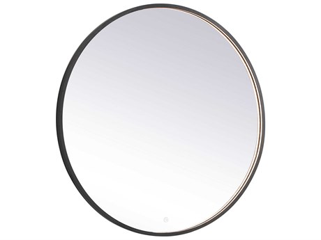 Elegant Lighting Pier Black Round LED Wall Mirror