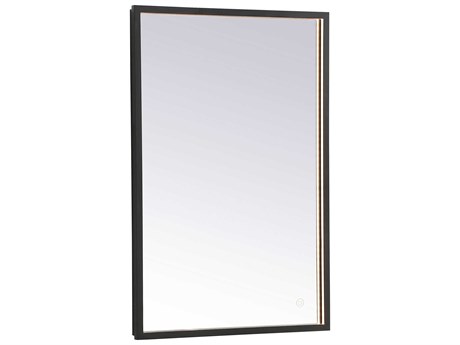 Elegant Lighting Pier Black Rectangular LED Wall Mirror