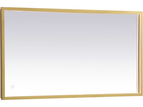 Elegant Lighting Pier Brass Rectangular LED Wall Mirror