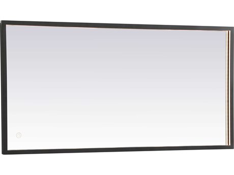 Elegant Lighting Pier Black Rectangular LED Wall Mirror