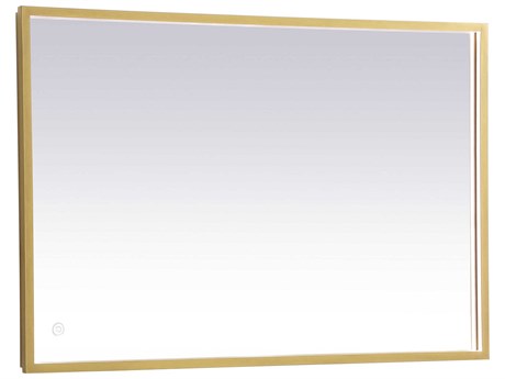 Elegant Lighting Pier Brass Rectangular LED Wall Mirror
