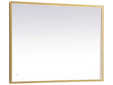 Elegant Lighting Pier Brass Rectangular LED Wall Mirror
