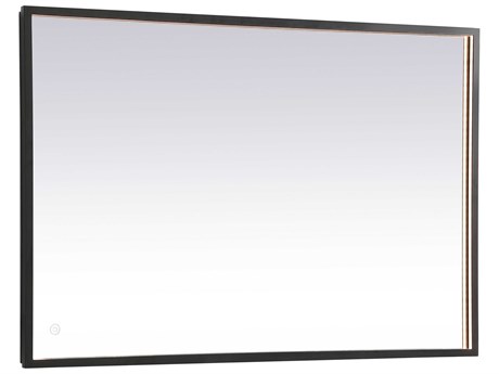 Elegant Lighting Pier Black Rectangular LED Wall Mirror