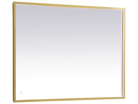 Elegant Lighting Pier Brass Square LED Wall Mirror