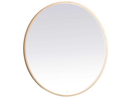 Elegant Lighting Pier Brass Oval LED Wall Mirror