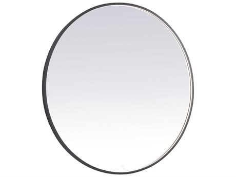Elegant Lighting Pier Black Oval LED Wall Mirror