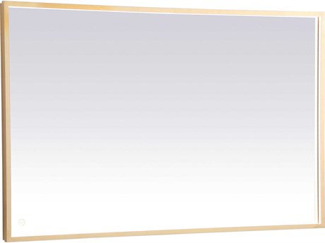 Elegant Lighting Pier Brass Rectangular LED Wall Mirror
