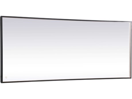 Elegant Lighting Pier Black Rectangular LED Wall Mirror