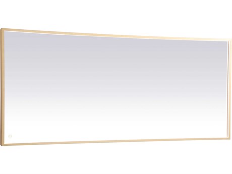 Elegant Lighting Pier Brass Rectangular LED Wall Mirror
