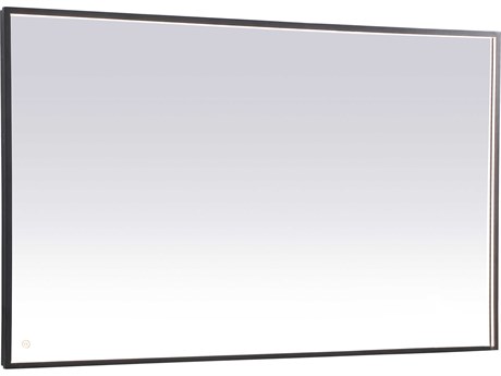 Elegant Lighting Pier Black Rectangular LED Wall Mirror