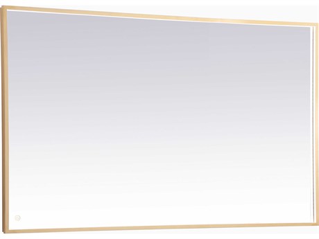 Elegant Lighting Pier Brass Rectangular LED Wall Mirror