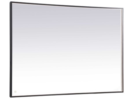 Elegant Lighting Pier Black Rectangular LED Wall Mirror