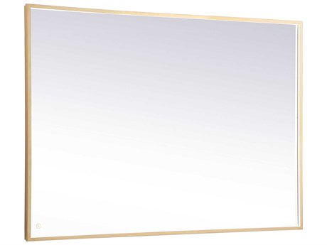 Elegant Lighting Pier Brass Rectangular LED Wall Mirror