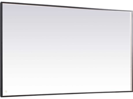 Elegant Lighting Pier Black Rectangular LED Wall Mirror