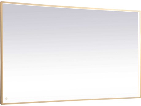 Elegant Lighting Pier Brass Rectangular LED Wall Mirror