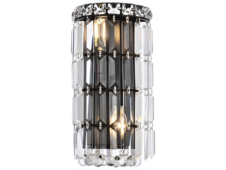 Elegant Lighting Maxime 2-Light Black And Clear Crystal Wall Sconce