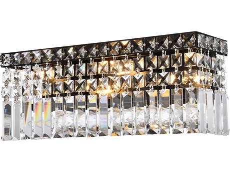Elegant Lighting Maxime 3-Light Black And Clear Crystal Vanity Light
